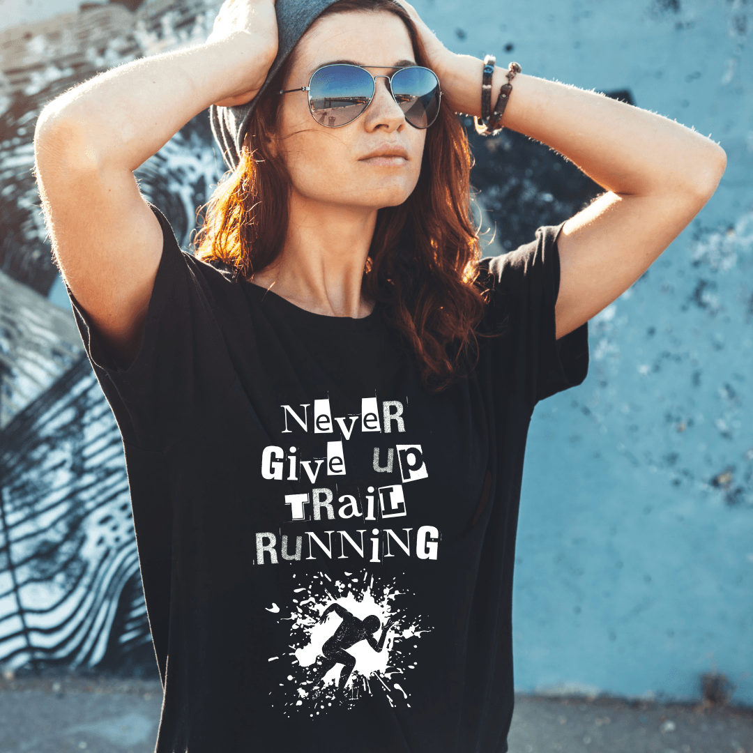 Never give up trail running premium organic t shirt for women