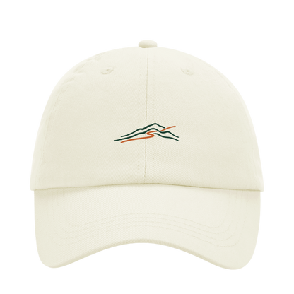 Beige Trailfold Dad Cap mit minimalistischem Trailrunning-Motiv