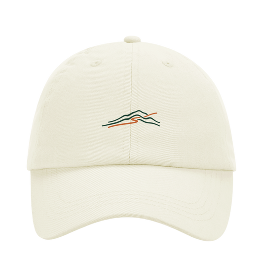 Beige Trailfold Dad Cap mit minimalistischem Trailrunning-Motiv