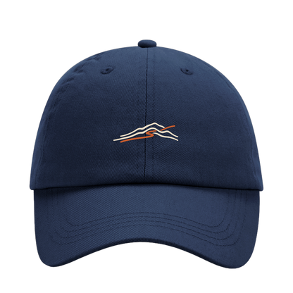 Navyblaue Trailfold Dad Cap mit minimalistischem Trailrunning-Motiv