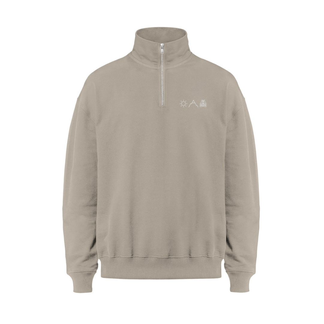 Sonne Berge Laufweste - Bio Premium Half-Zipper Sweatshirt Stick