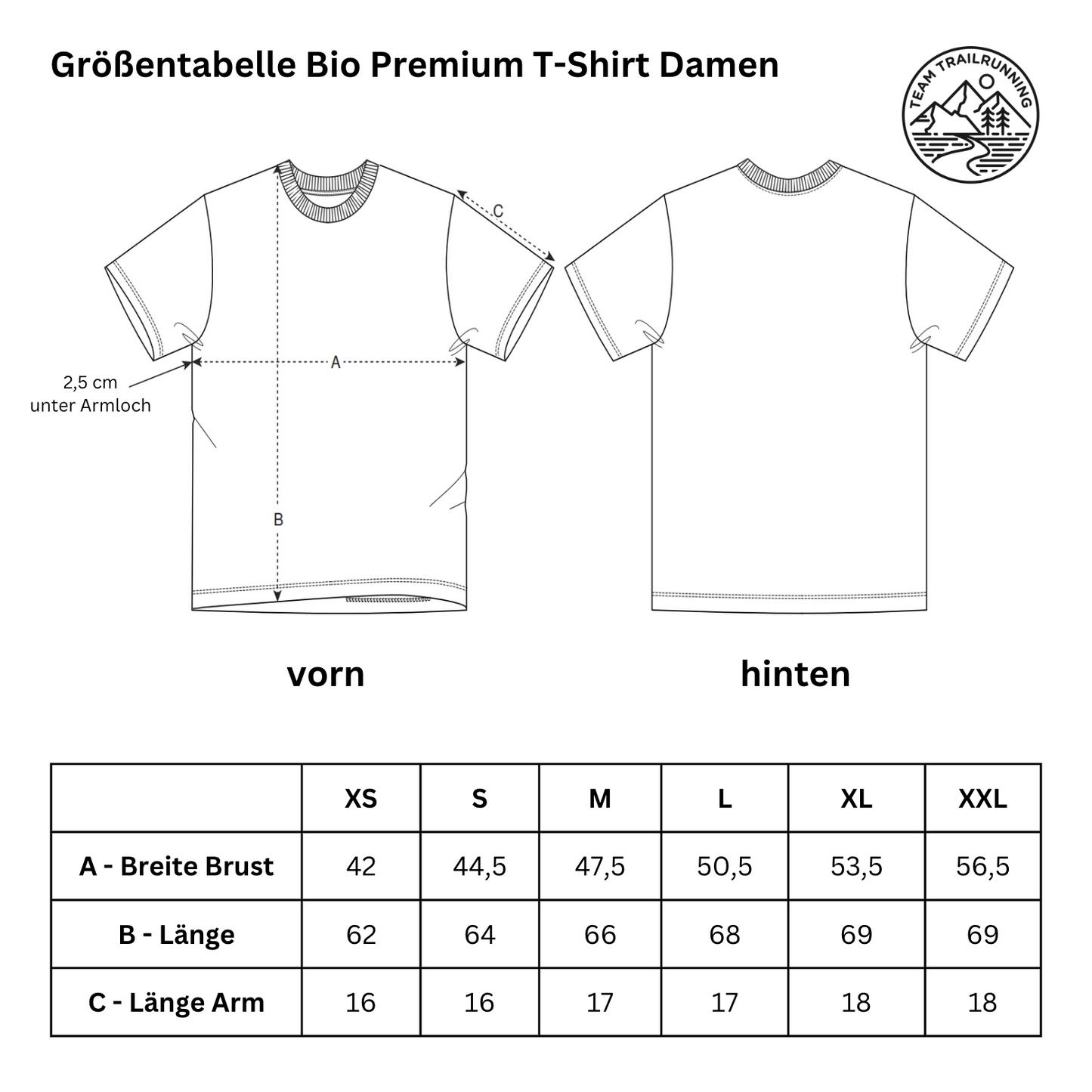 Never give up Trailrunning - Premium Bio T-Shirt Damen