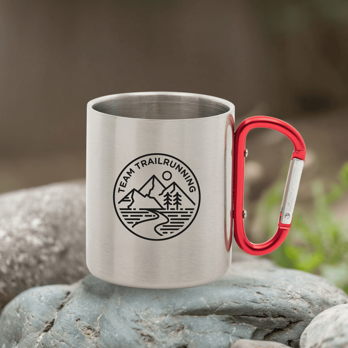 Team Trailrunning Kollektion Logo - Edelstahl-Tasse mit Karabiner