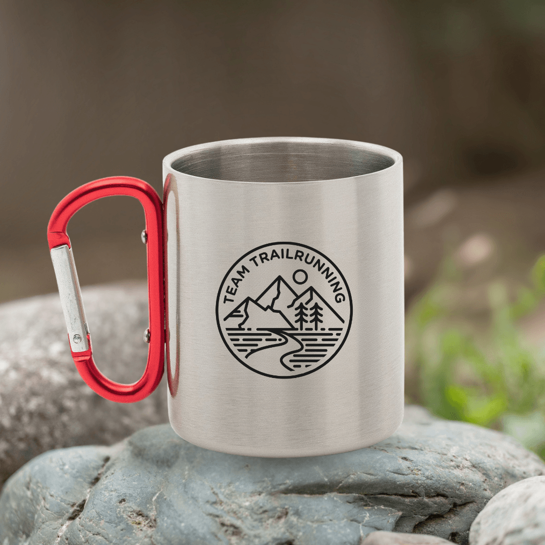 Team Trailrunning Kollektion Logo - Edelstahl-Tasse mit Karabiner