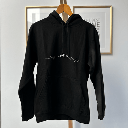Outlet: Herzschlag Gebirge - Bio Premium Hoodie, schwarz, Gr. S