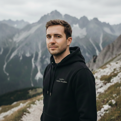laufen. lieber draußen. - Bio Premium Hoodie Stick