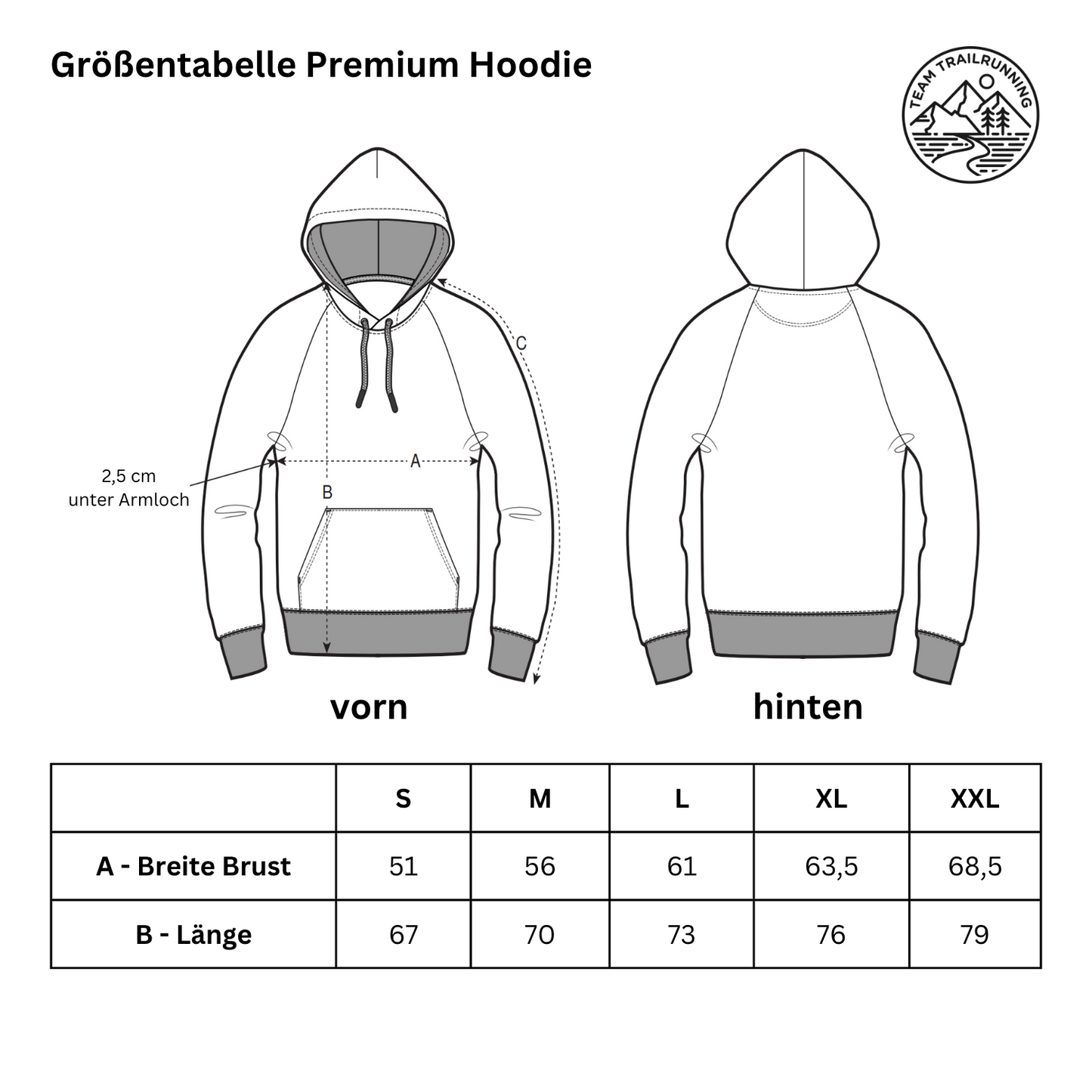 TRAILRUNNING Black&White - Premium Hoodie
